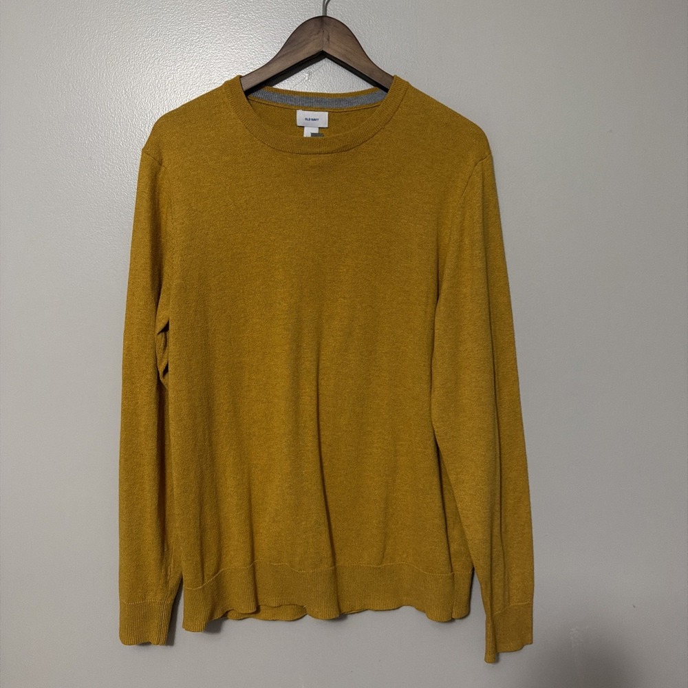 old navy cotton sweater large crewneck Mustard